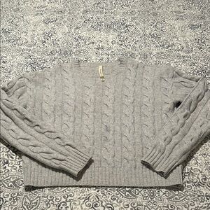 Babaton Heather Gray Cable Knit Sweater